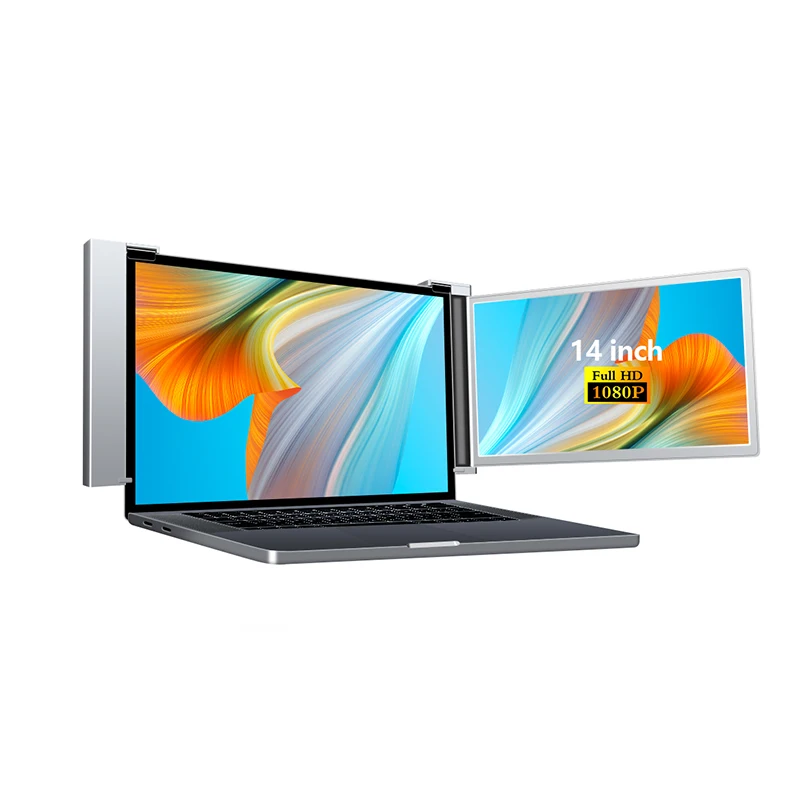 2024 CHEAP price multi dual screen splitter 14 inch lcd usb c & hd port portable laptop screen monitor extender