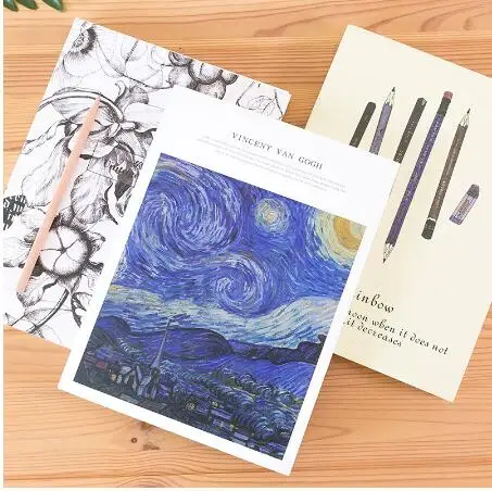 128sheets Hardcover Sketchbook for Drawing Painting Graffiti Sketch Book Custom Blank Kraft Black Paper