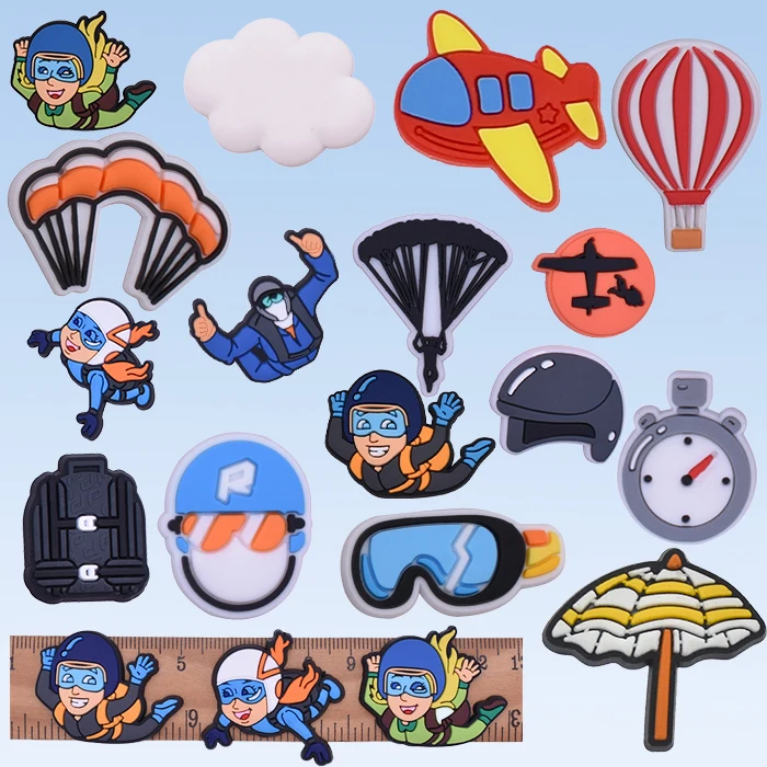 Soft pvc shoe accessories Cartoon DIY sneakers amulets Spot bulk wholesale skydiving shoes amulets