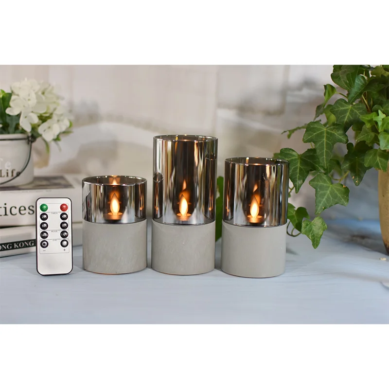 3 pcs/set Amazon Bestseller Flameless LED Candle Battery Operated Pillar with Adjustable Brightness for Wedding Settings
