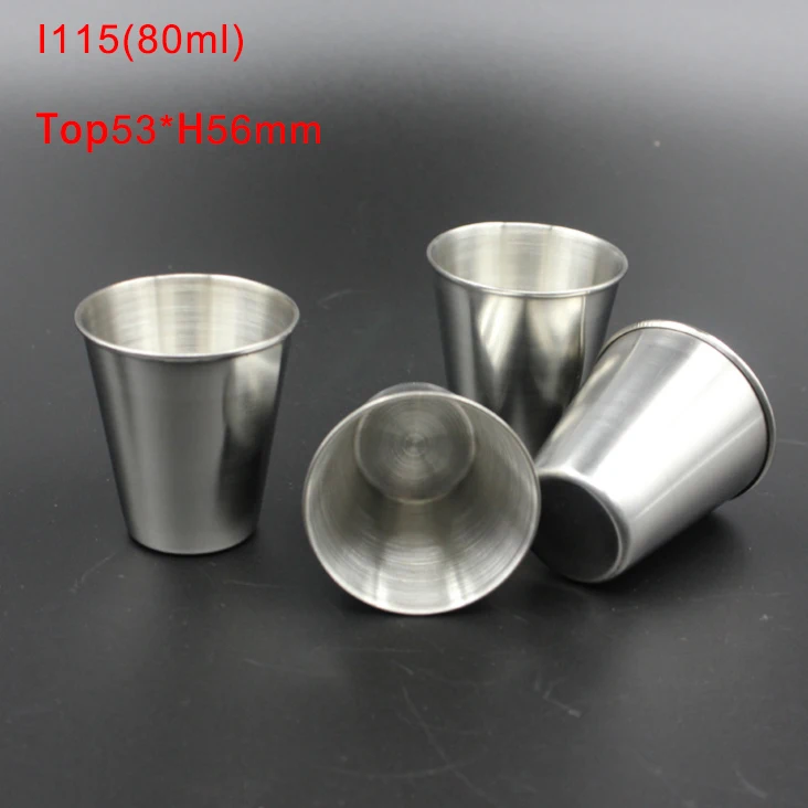 Rimless Stainless Steel  Single Wall Drinking Portable Cup Water Tea Cup Shot Glasses  For Bar