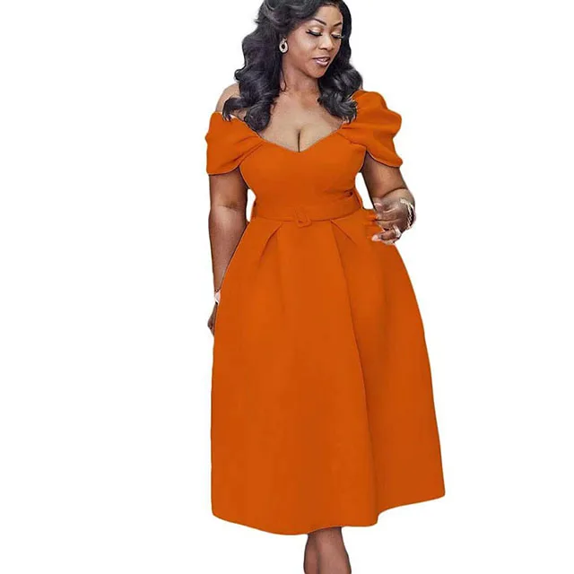 2023 Summer New Elegant High-waisted Full Swing Cocktail Evening Dress European Large Size Women Dresses