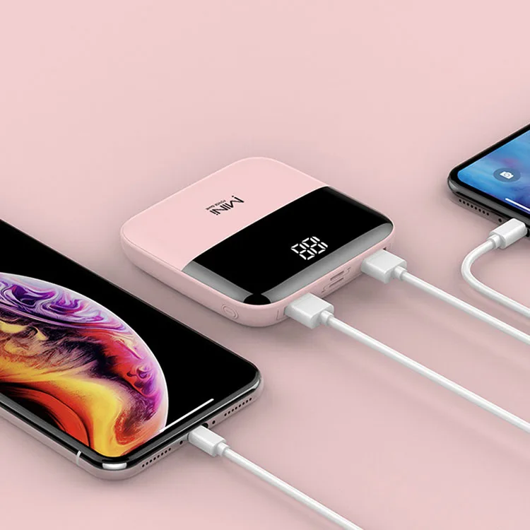 Trending ABS Mini Power Bank 10000mah Dual USB Portable Charger Ultra Slim Powerbanks For Mobile With 2 USB Port