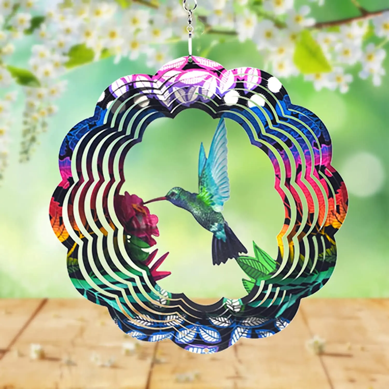 3D Hummingbird Garden Arts Decorations Stainless Steel Wind Spinner for Indoor Outdoor Garden Decoration Crafts Ornaments