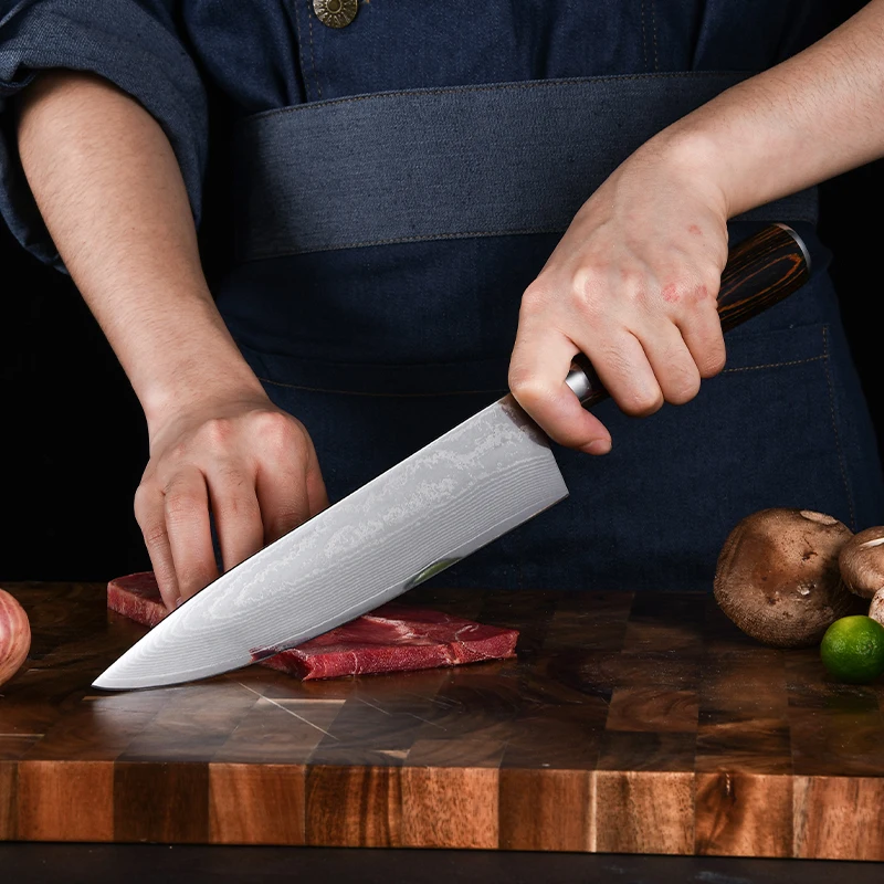 RUITAI 8 inch damascus steel chef knife pakkawood handle best kitchen knife chef