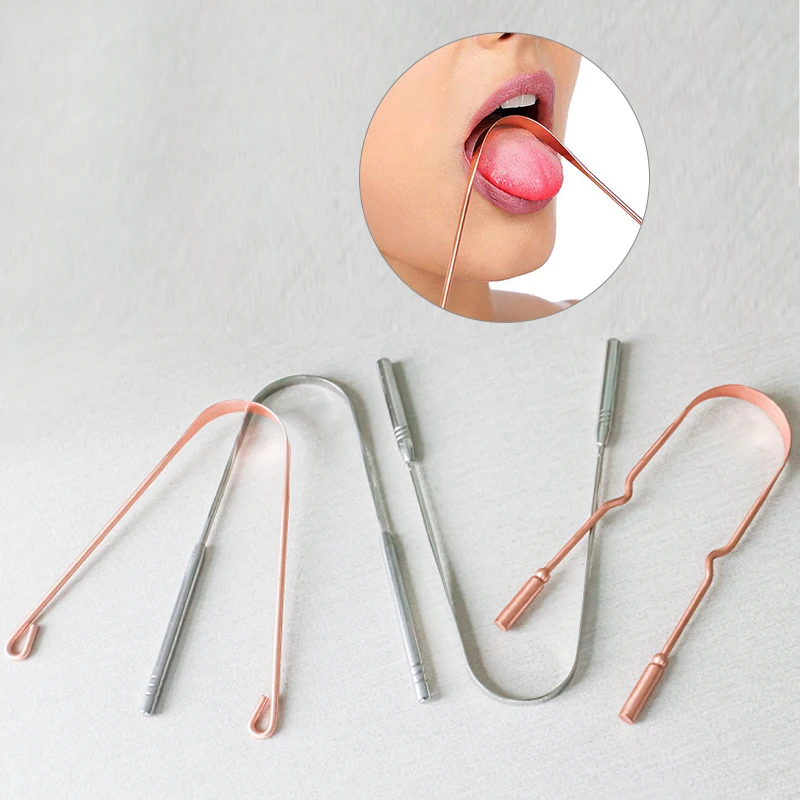 Stainless Steel Metal Tongue Scrapers Reusable oral cleaning tool stainless steel metal copper rose gold tongue scraper