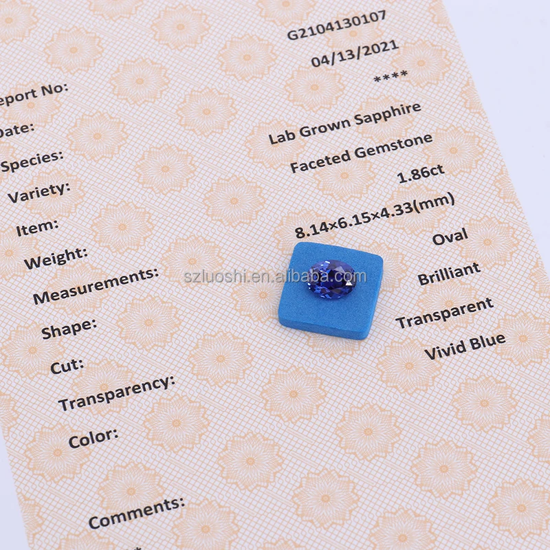 Laboratory Make Transparent Vivid Blue Oval Cut Lab Grown Sapphire Luxury Custom for Jewelry Making Stone Price Per Carat