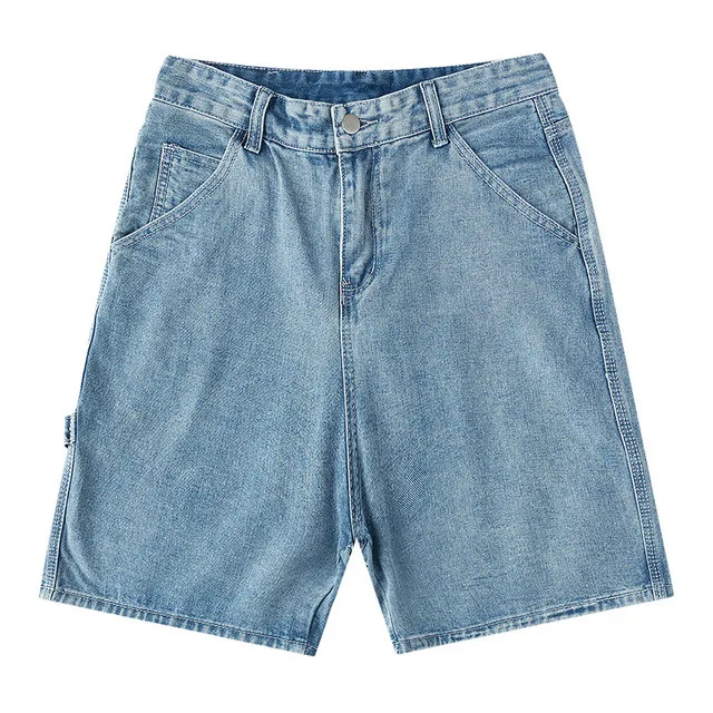 
Ins Hip-hop Frayed Jeans Wide-legged Lazy Loose Five-point Shorts Washed Retro Daddy Pants For Men And Women 