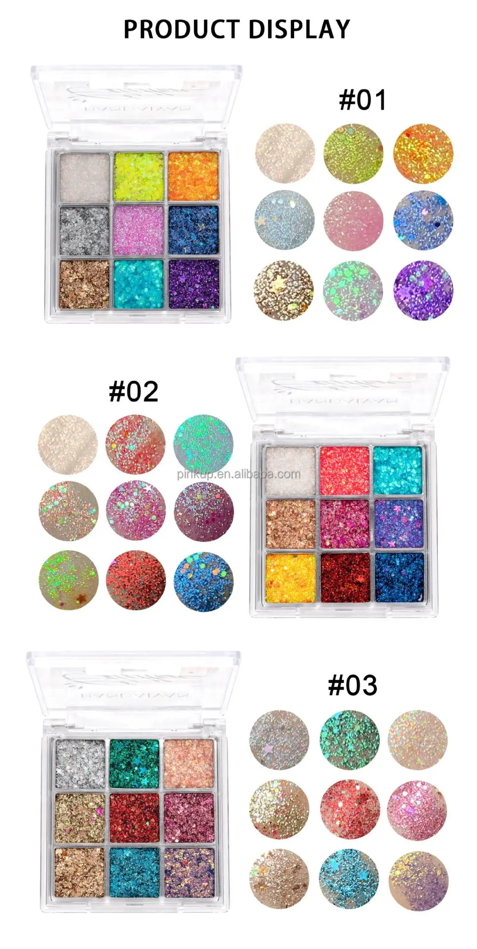 Handaiyan 9 Color Latest Design Shimmer Glitter Eyeshadow Quality Pigment Factory Direct