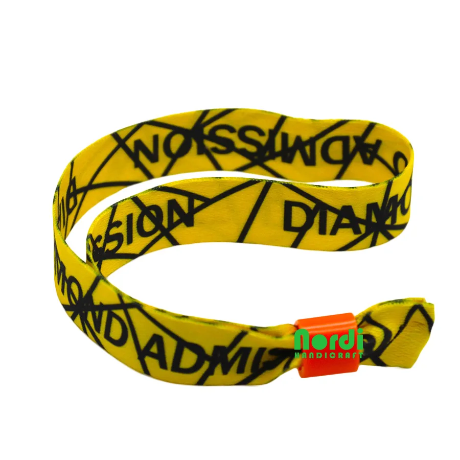 Factory Price Custom Barrel Lock Woven Wristbands Fabric Festival Entrance Ticket Wristband Sublimation Wristband For Concert
