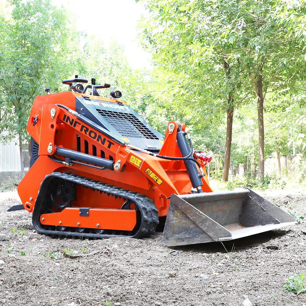 INFRONT New Wheel Track Mini Skid Loaders Skid Steer Loader with trencher auger drill