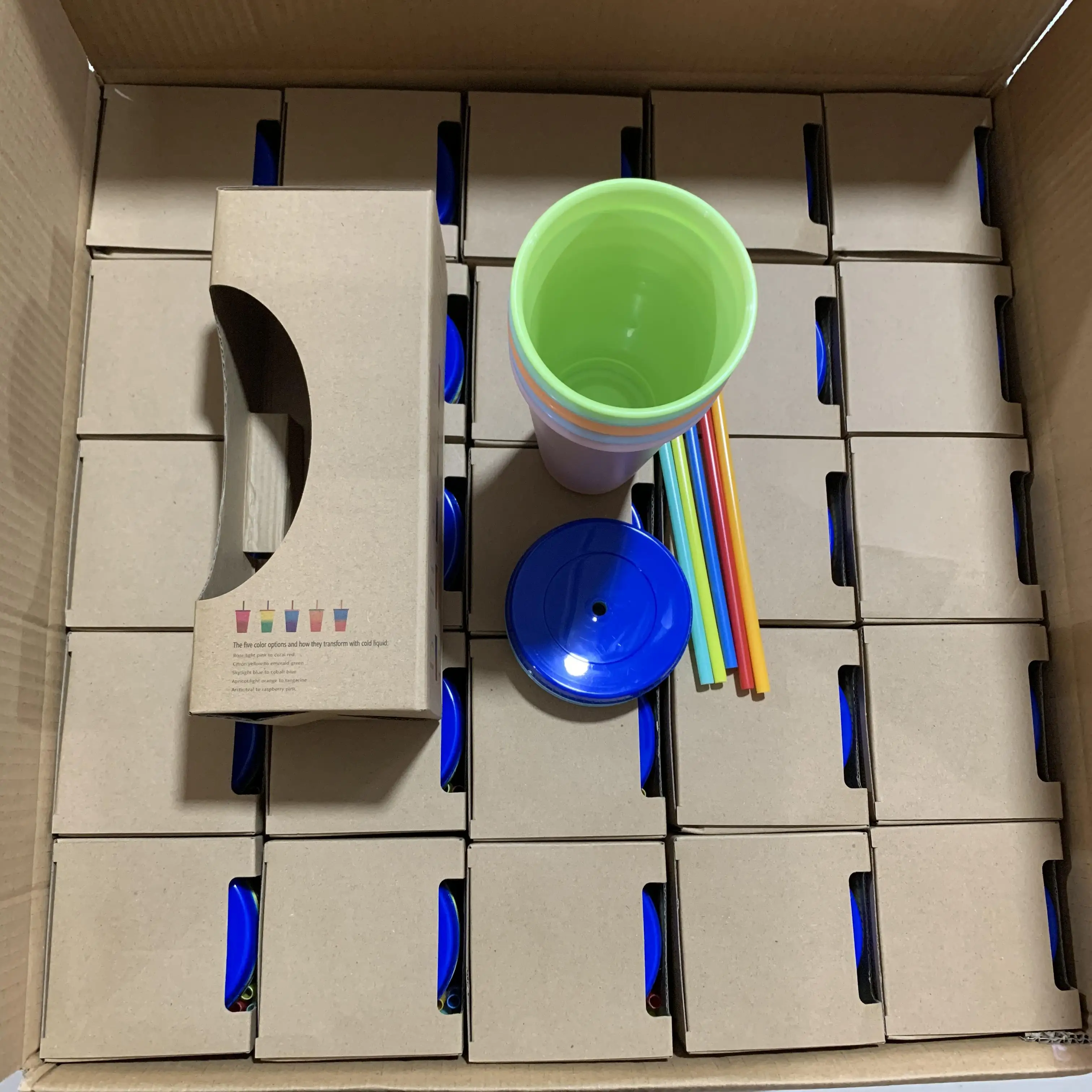 
HDT custom new 2020 temperature gradient PP plastic cold water bottle mug tumbler plastic tumbler color changing cups straw 