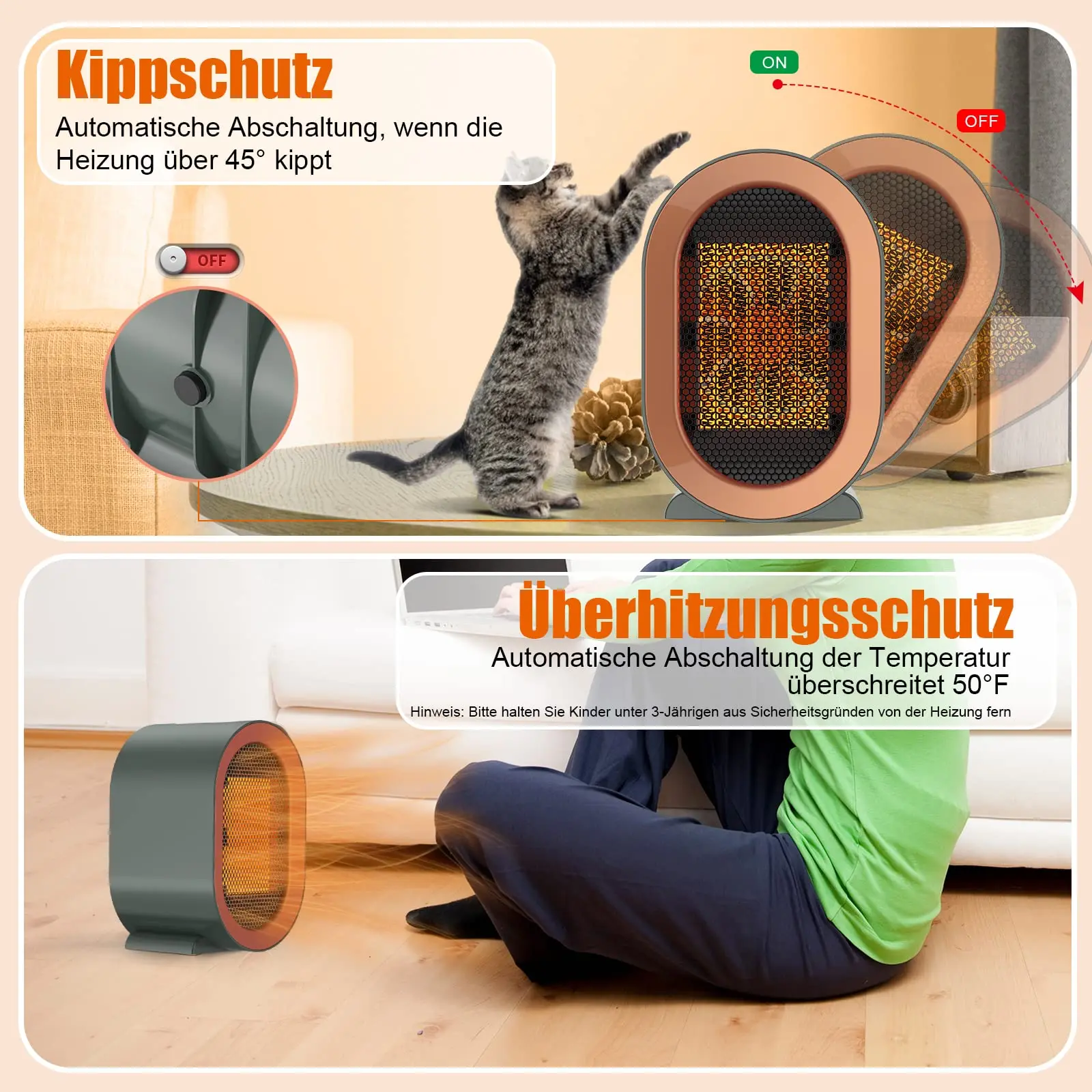 Maist 2-speed Portable 1200W PTC Ceramic Heat Mini Low-noise Portable Electric Fan Heaters Household Space Heaters