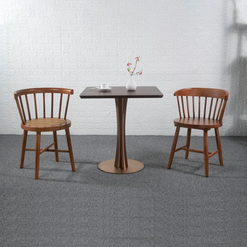 New Design Wholesale Solid Ash Wood Rattan Windsor Chair Retro Leisure Dining Chairs Chair For Home Office Department Hotel