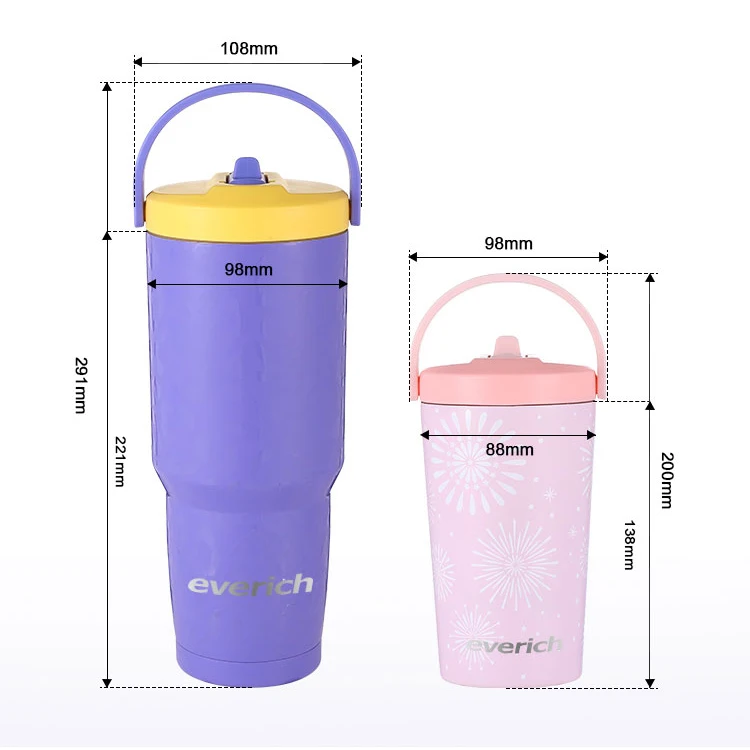 Everich 30oz Flip Straw Tumbler USA EU Top Seller Blank Sublimation 30oz Flip Straw Tumblers With Portable Handle for Car Travel