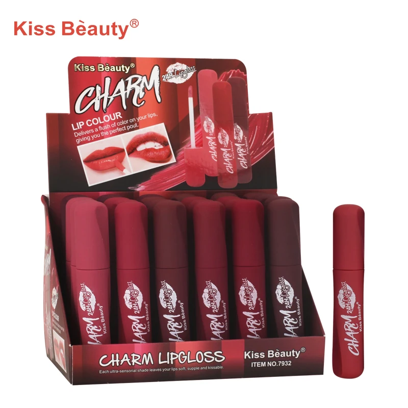
kiss beauty charm waterproof lip_gloss multiple colour lip gloss labels 
