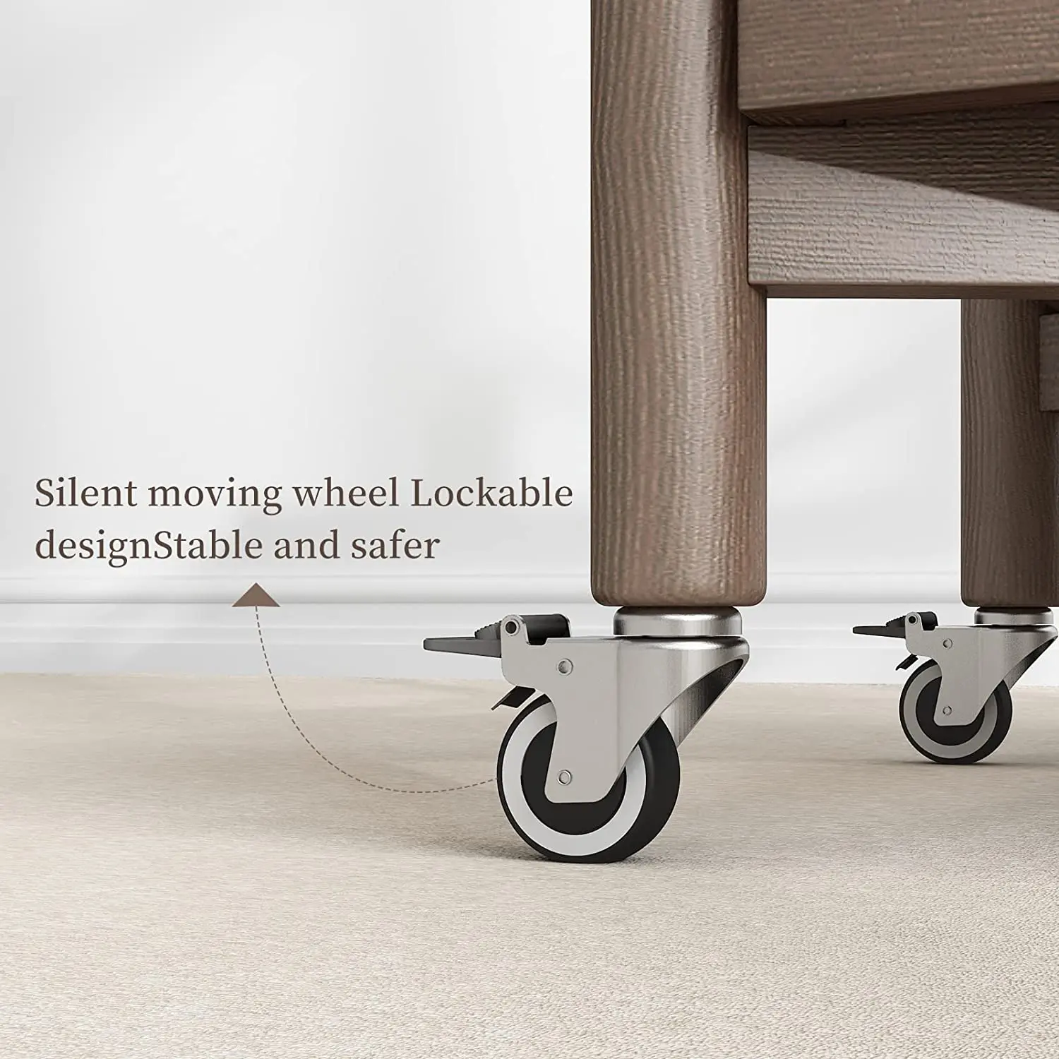 2021 New Kitchen wooden Storage bar Cart with Wheels and Handles