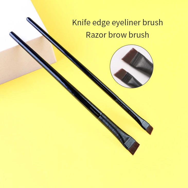 Portable Brow Liner Contour Brush Super Thin Flat and Straight Outline Eyeliner Brush Angled Sharp Fine Oblique Eyebrow Brush