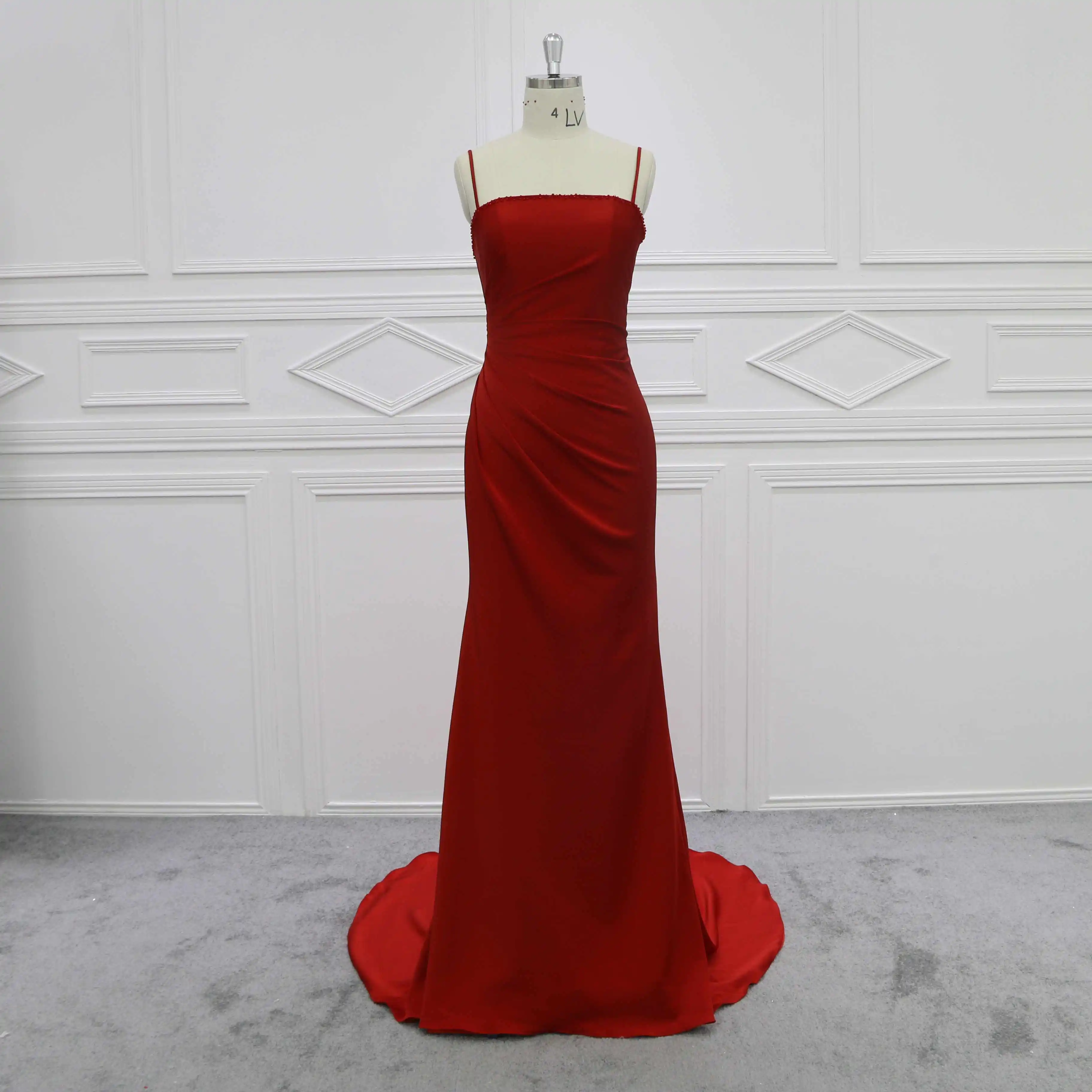 Оптовая Продажа Элегантный ужин без рукавов Длинная открытая красная Свадебная вечерняя одежда
