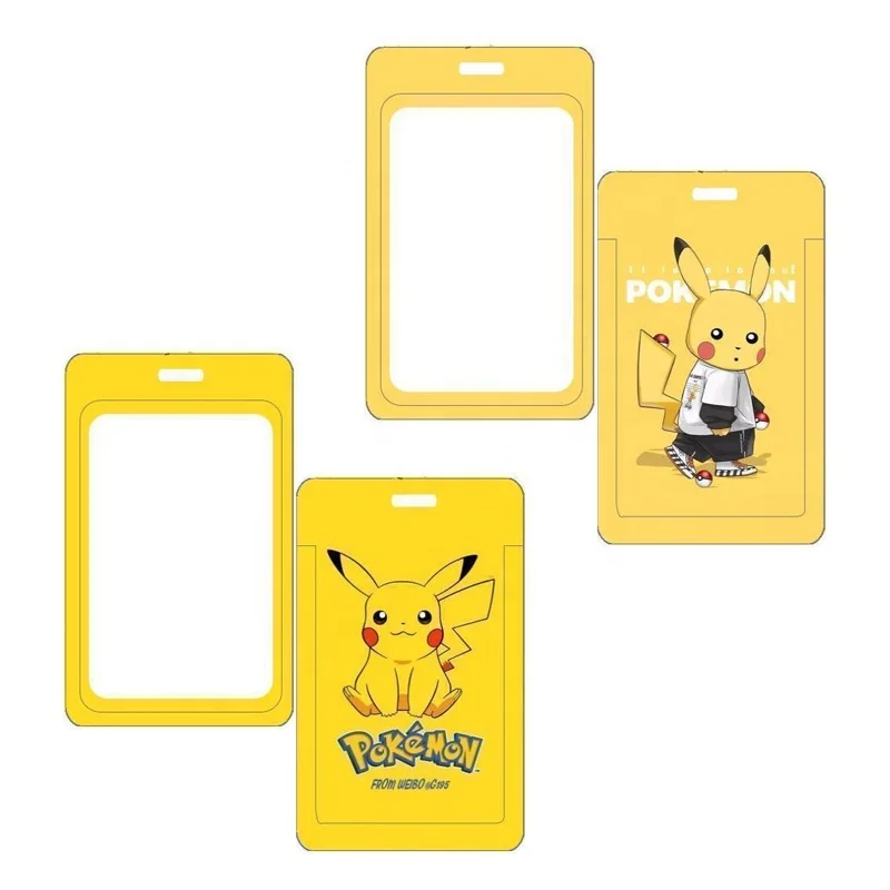 Cartoon Pika ID Card Sliding Cover Badge Holder Multiple Styles Event Promotion Work Name Tag Bus Cards Holders for Kids