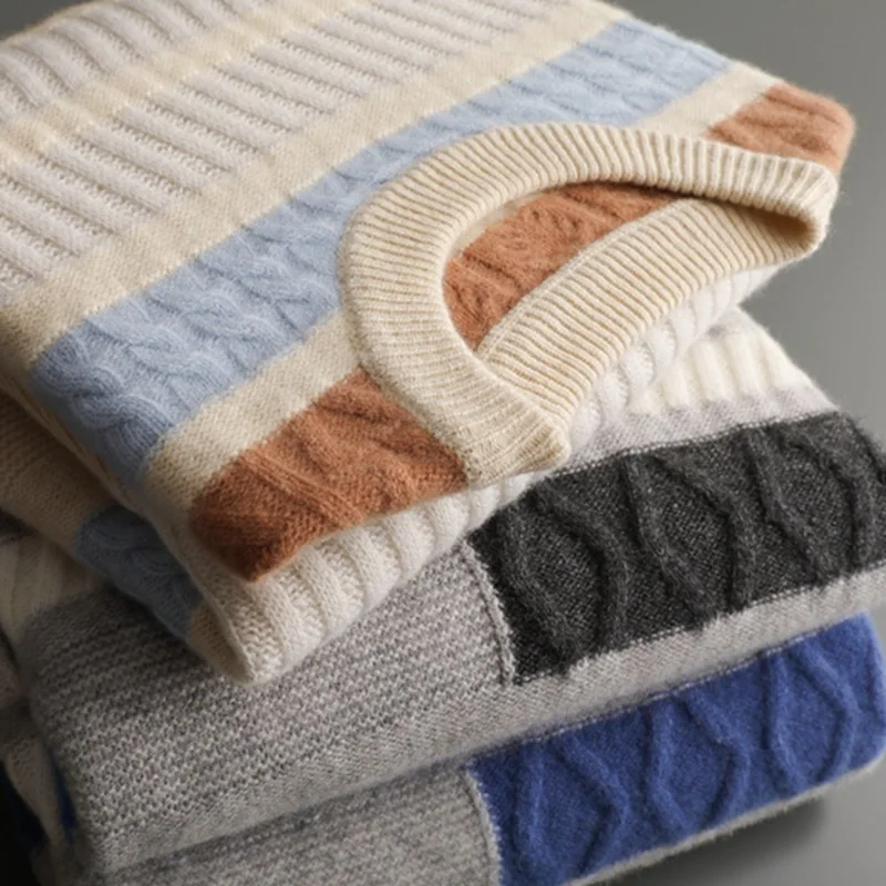 Man Crew Neck Pullover Hoodie Pullover Top 100% Wool Sweater Hot Sale  Long Sleeve Winter Clothes for Men Standard