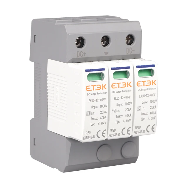ETEK EKU5-T2-40PV  3P DC1000V Imax 40kA SURGE PROTECTIVE DEVICE ARRESTER  SPD