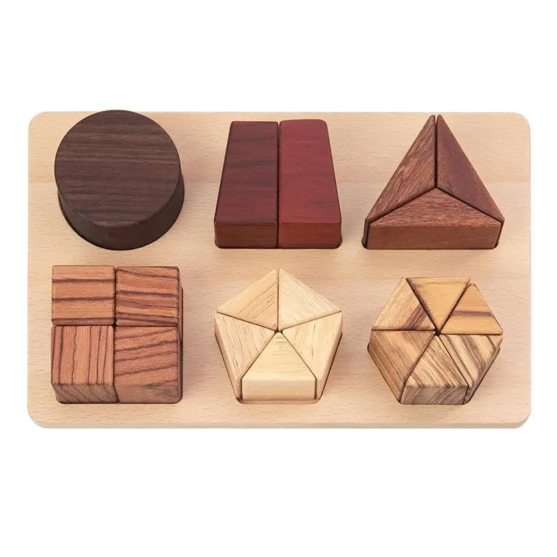 Beech Wood Shape Sorter Toys Wooden Geometric Shape Puzzle For Baby Puzzle Blocks Montessori Learning Toys