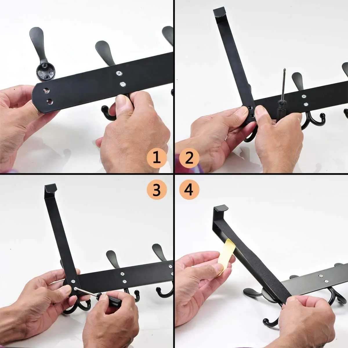 Sondoly Over The Door Hook Hanger - 6 Hooks Over Door Coat Rack for Hanging Clothes Hat Towel