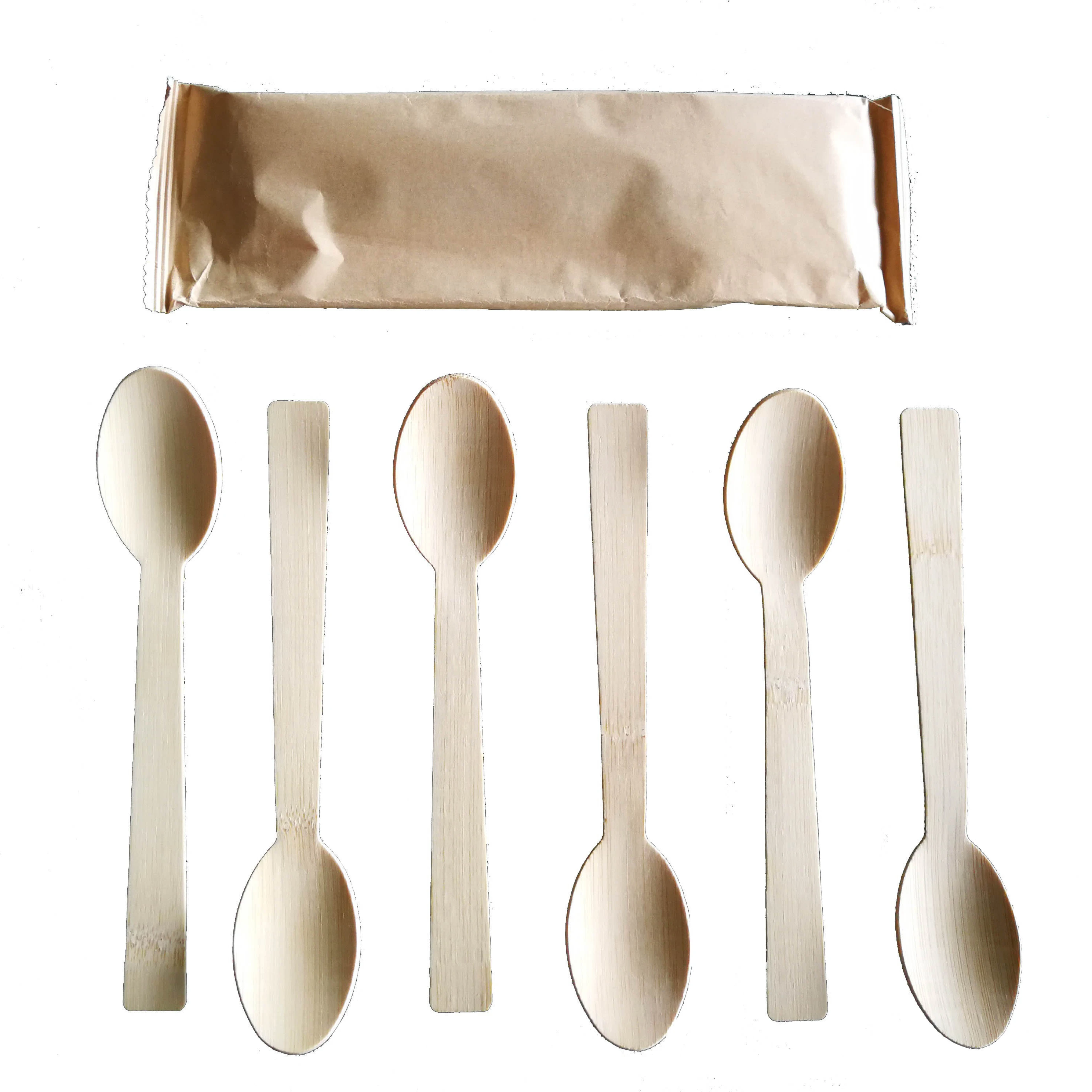 Bamboo spoon set of 6 disposable biodegradable cutlery recyclable tableware