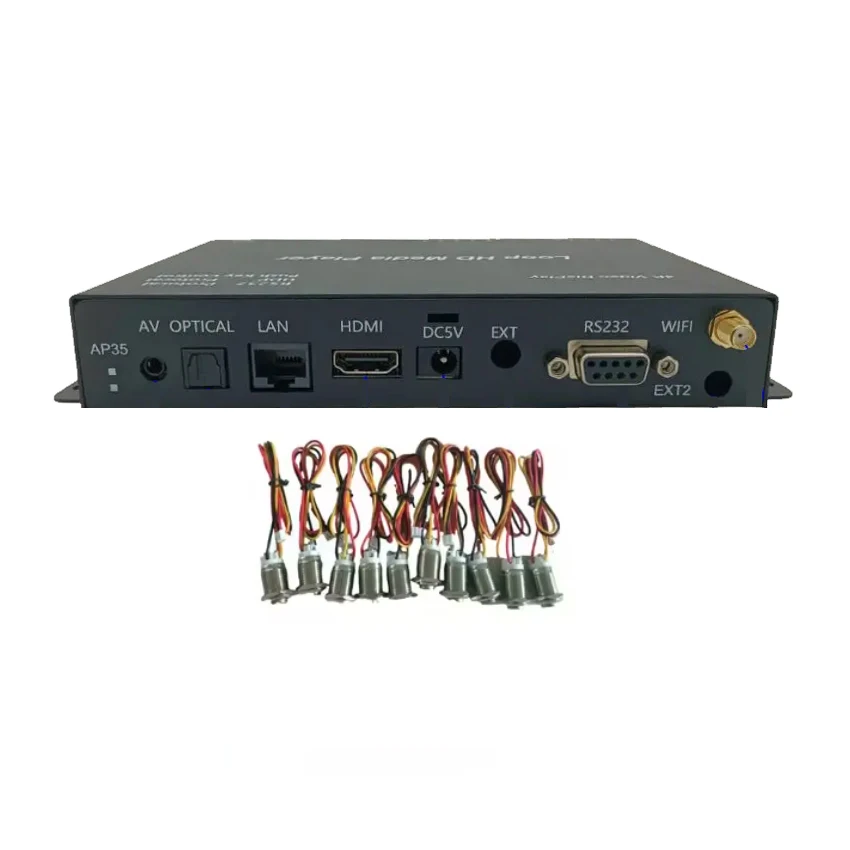 pushbutton remote control media box video player for museum, exhibition displays etc.