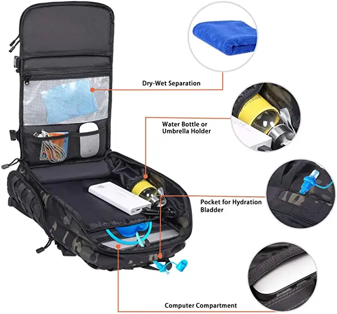 ISO9001 Certification Factory Tactical Soft Pvc Rubber Backpack Patches Tactical Backpack With Frame