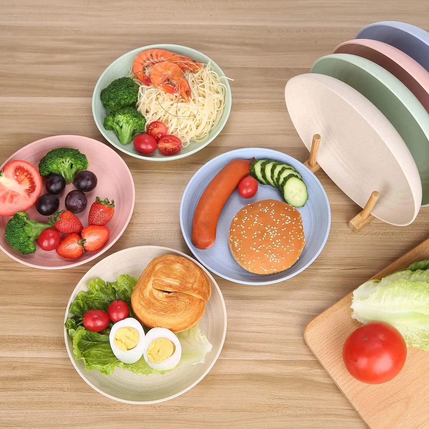 Hot Selling Products 7.8 Inches Dishwasher & Microwave Safe Unbreakable Wheat Straw Plates Reusable Plate