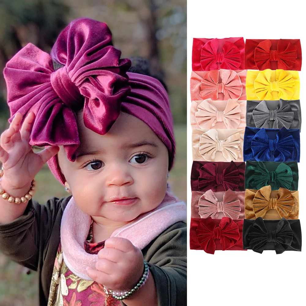baby kids children girls soft big bow black velvet headband headbands wholesale hairbands hair accessory for babies