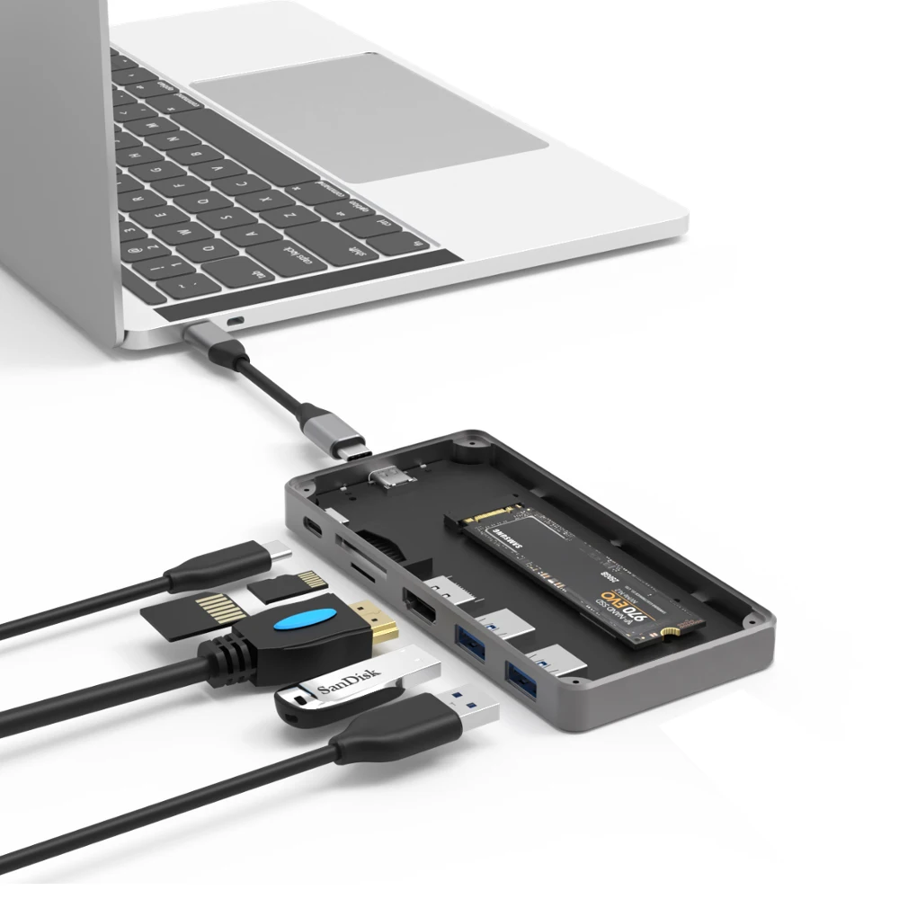 Usb c концентратор BS-MC601 Алюминиевый 6 в 1 Type-C док-станция + M.2 NGFF SSD caseusb для MP ПК ноутбук