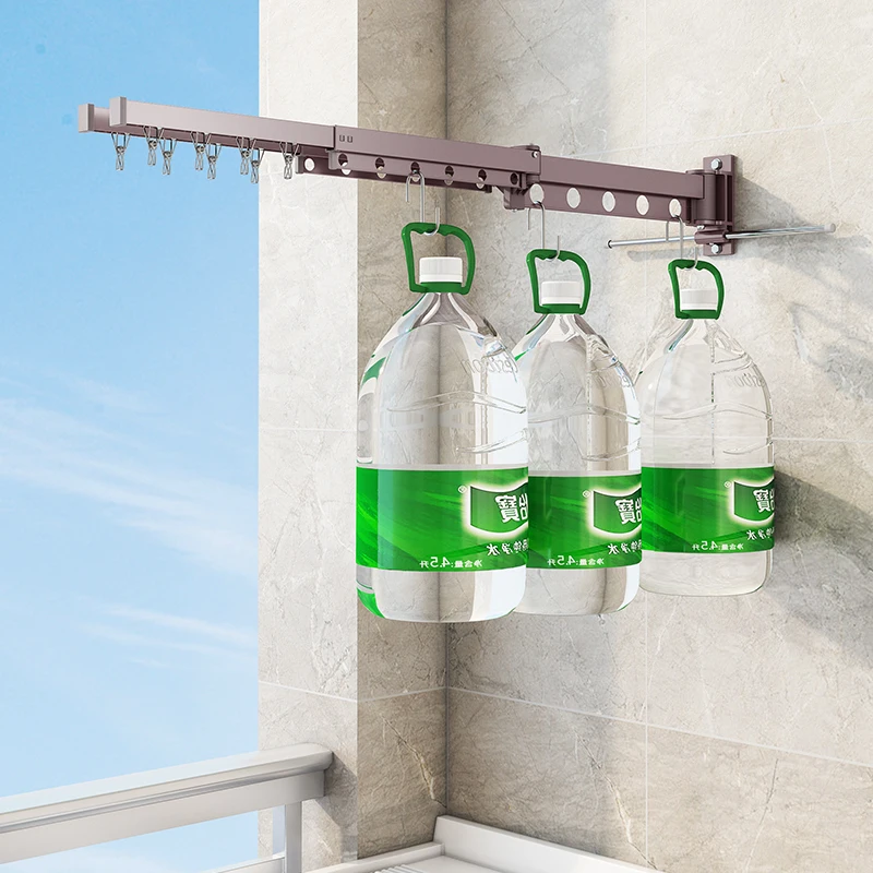 High quality wall mounted aluminum alloy folding hanging hidden clothes shoes hats socks Drying Clothes Rack