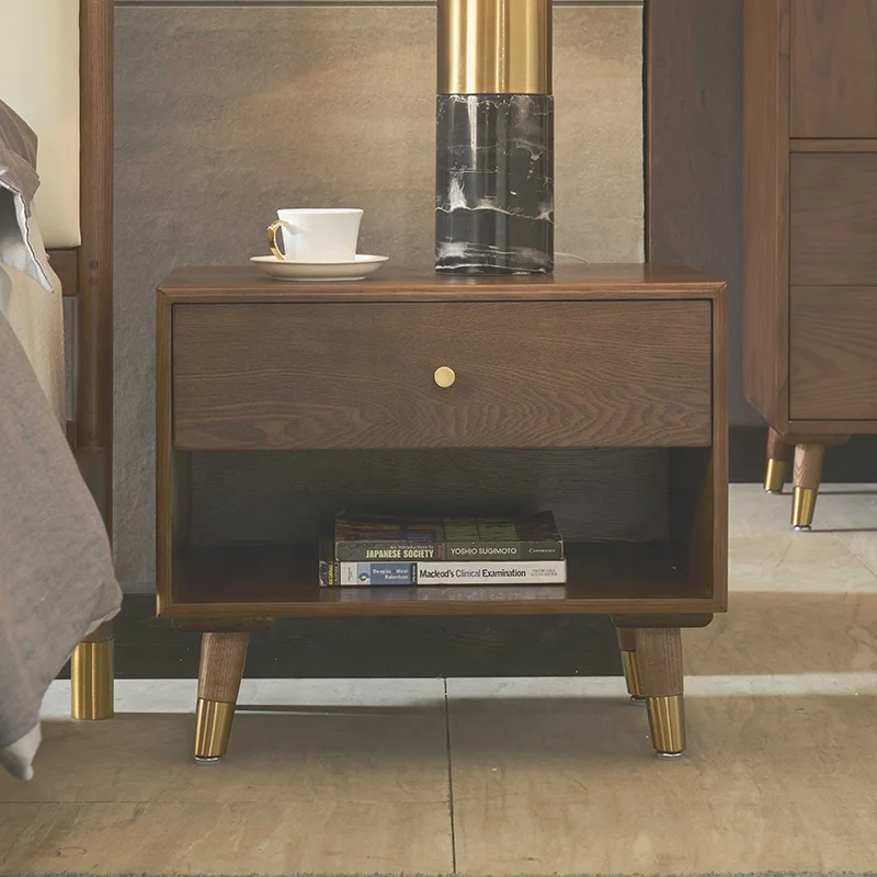 Simple Bedside Table Modern Solid Wood Bedroom Nightstands Mini European Locker