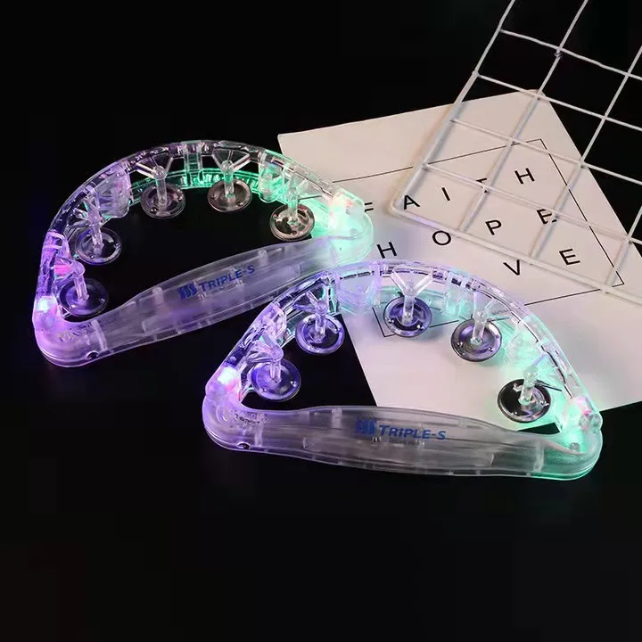 3 PCS Wholesale Led Music Flashing Tambourine Colorful Hand-held Light Up Toys Bar Party Cheer Atmosphere Hand Shake Flash Bell