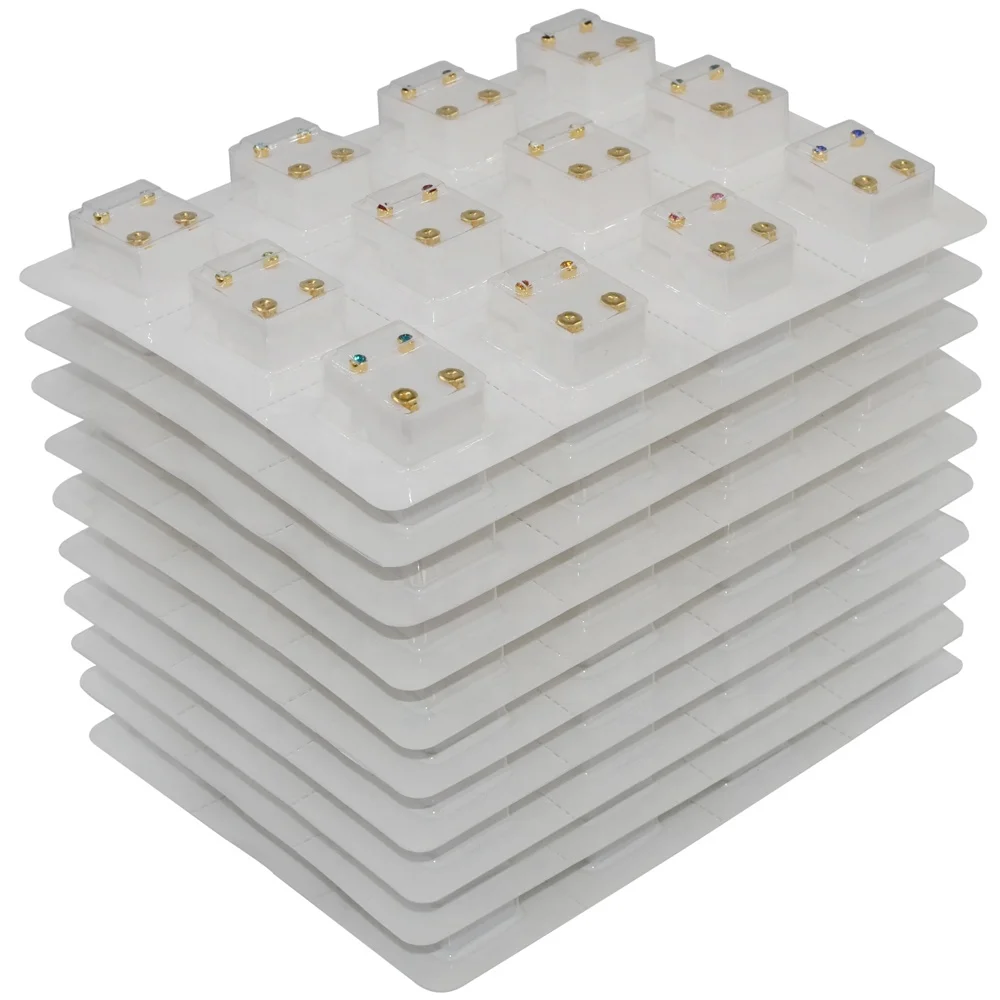 12Pairs/Dozen Sterilized Surgical Steel Birthstone Gem Earrings Blister Packaging Tragus Cartilage Jewelry