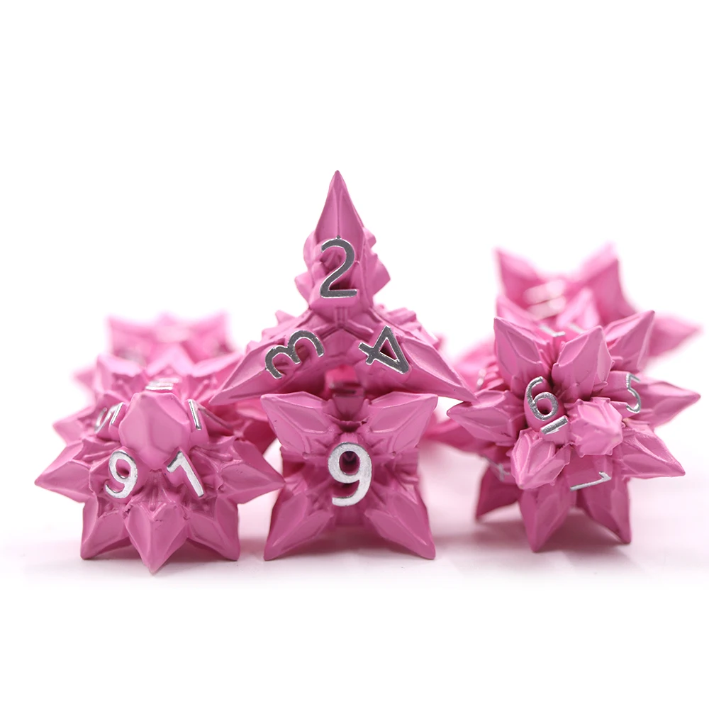New Design Best Price Pointed Angle Soild Special-shaped Hot Pink Dnd Dice Set For RPG Board Game