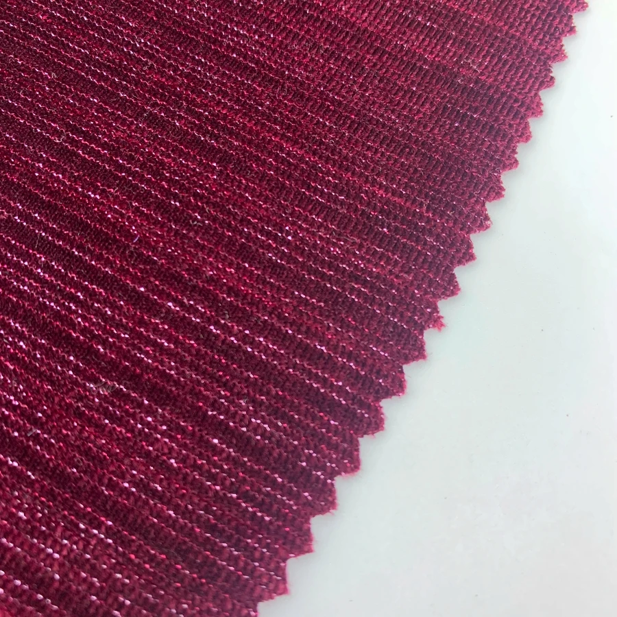 One Side KS RIB VELVET LUREX STRIPE Fabrics Super Soft Comfortable Stretch  Velvet Fabric for weeding dress