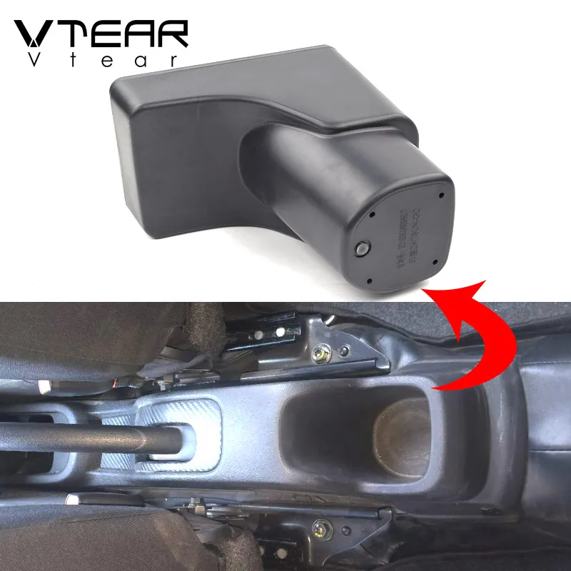 Vtear For Nissan Datsun redi-GO armrest leather USB interface storage box red thread car-styling  ABS arm rest accessories 15-18