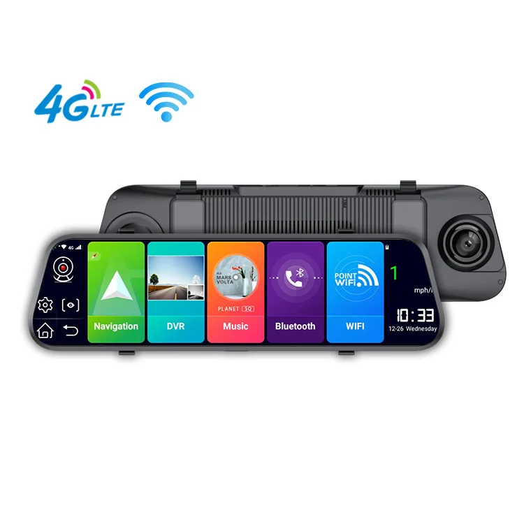 2021 Newest dual lens 1080p camera recorder IPS Touch Screen rear view Mirror GPS 4G WIFI 9.66 inch car dash cam