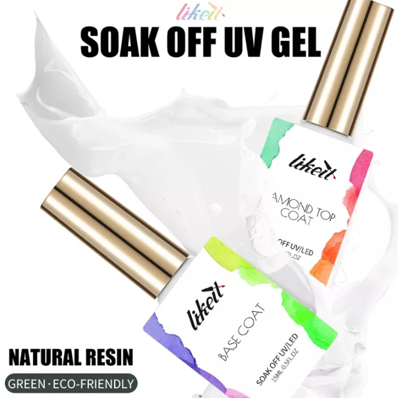 Likeit Free Samples Soak Off Base Uv Gel Varnish Transparent Nail Art Base And Top Coat Nails Gel Polish