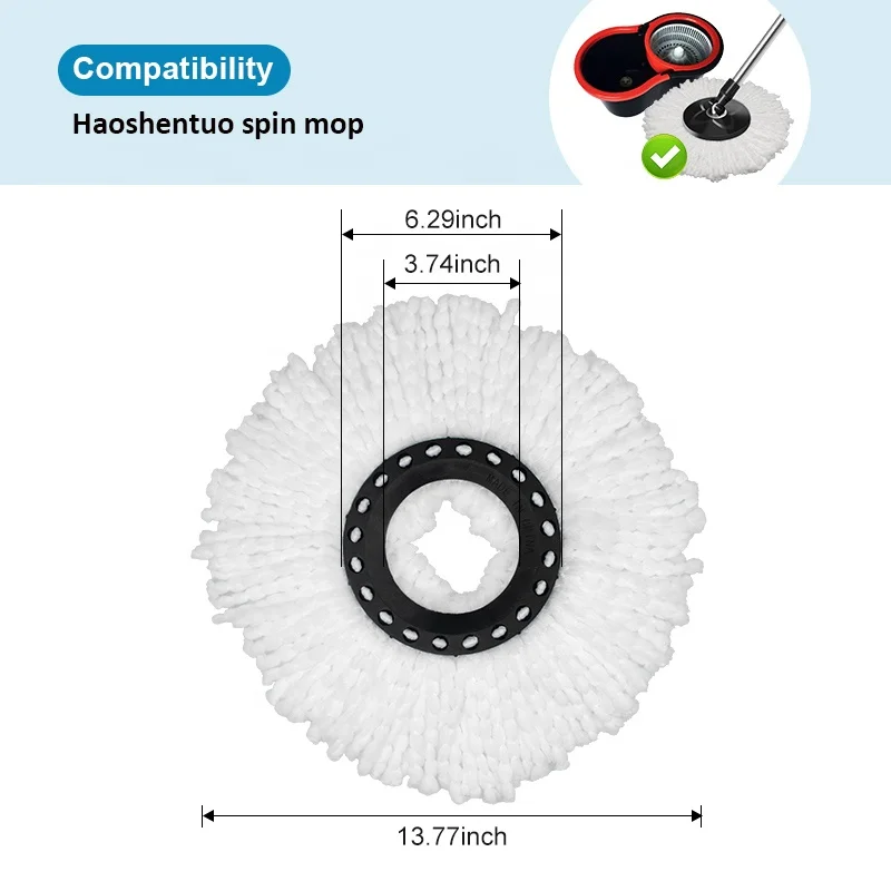 China Popular 360 Rotary Spin Mop Cloth Kitchen Cleaning Lightweight Hardwood Floor Mop Pad