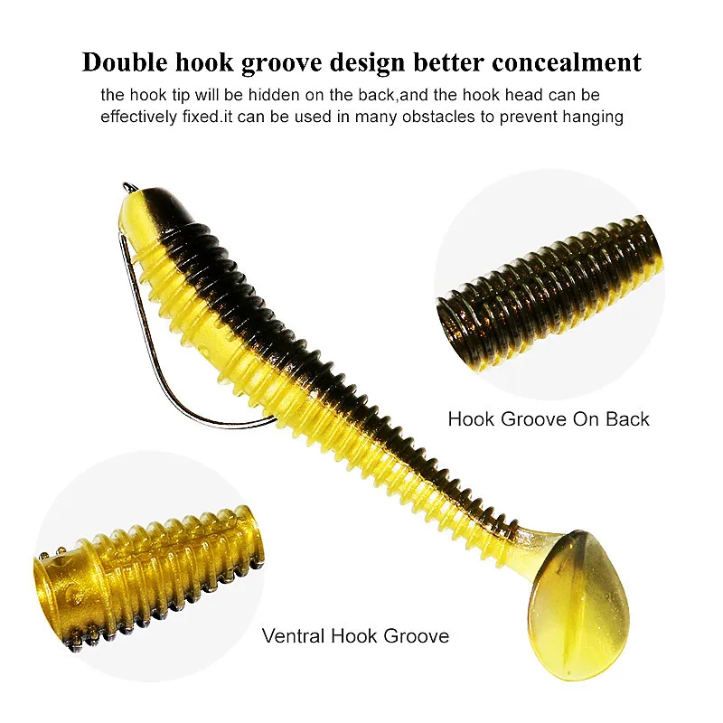 Wholesale Nice price 60mm 1.2g T tail soft plastic sinking fishing lure for fish