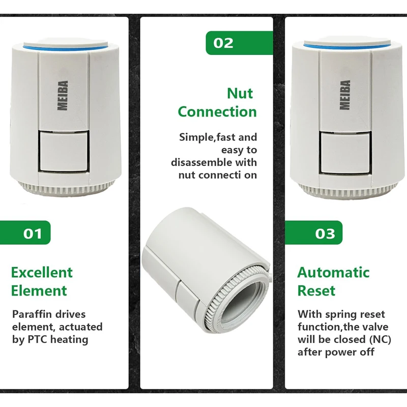 Modern 2/4 Wire Electric Thermal Wax Actuator Underfloor Water Heating Factory Supplier Thermostatic Actuator Home Hotel CE RoHS