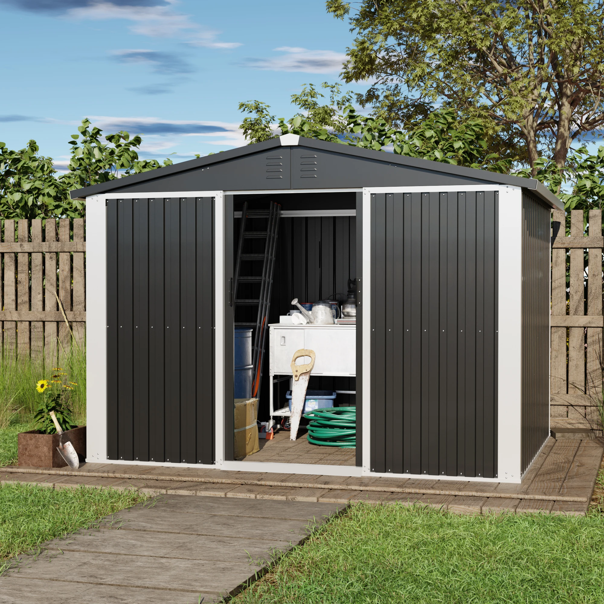 Outdoor 6*8ft Garden Utility Tool Storage Shed Metal Outside Storage Metal Shed