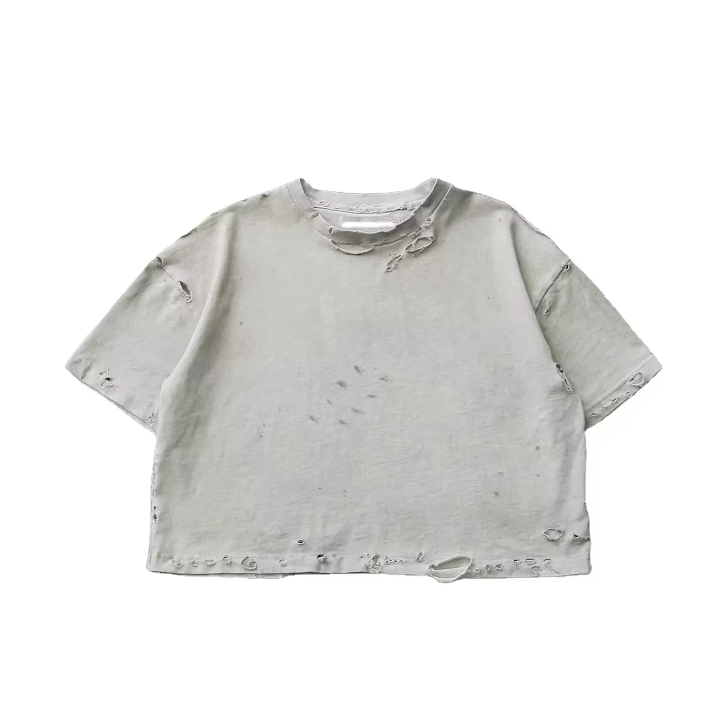 Wholesale Streetwear Blank Vintage Washed Tee Heavyweight Men Boxy Cropped Oversized Distressed T-shirt