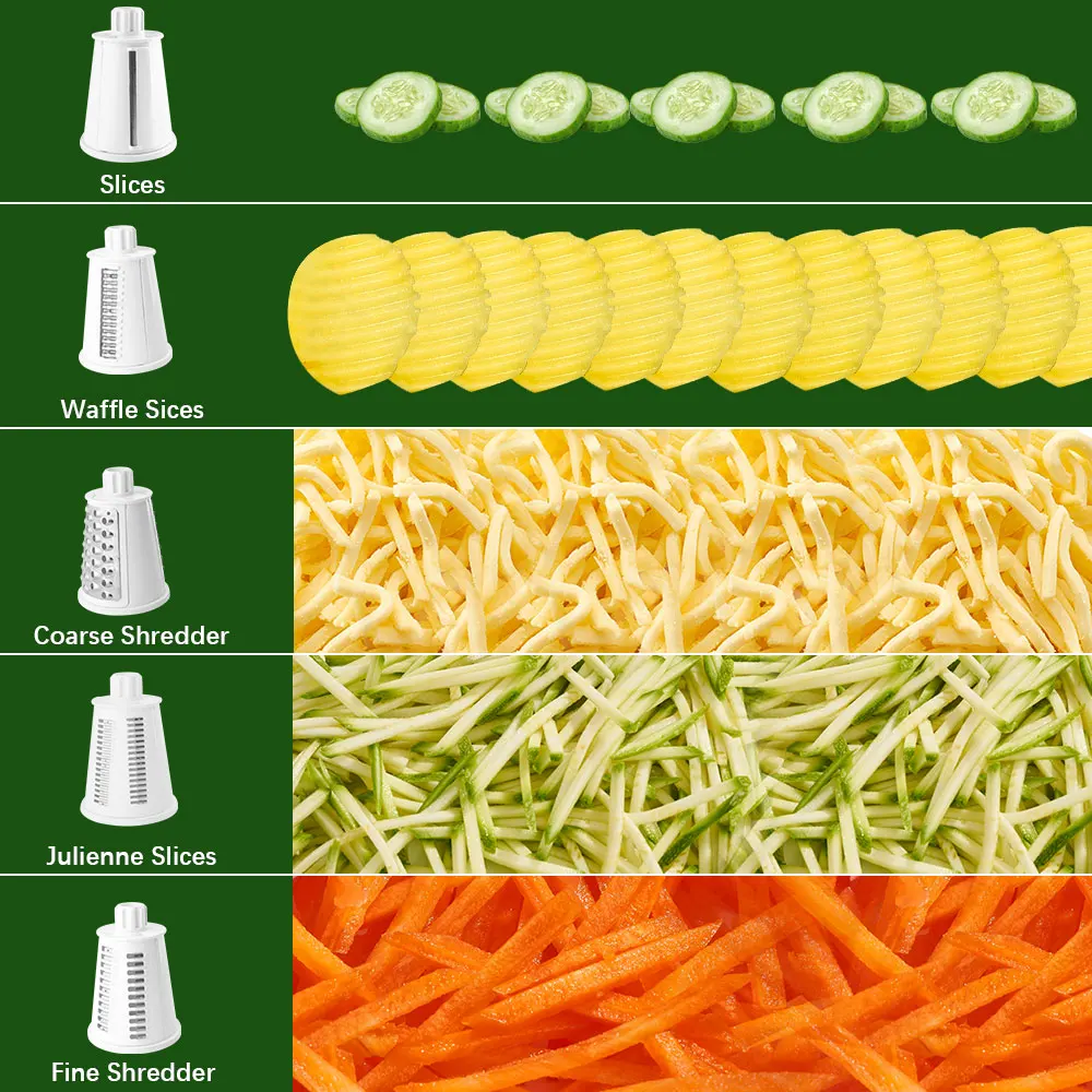 Multifunction Rotary Cheese Graters Vegetable Shredder Waffle Slicer Mandoline Slicer For Kitchen With Button Lock