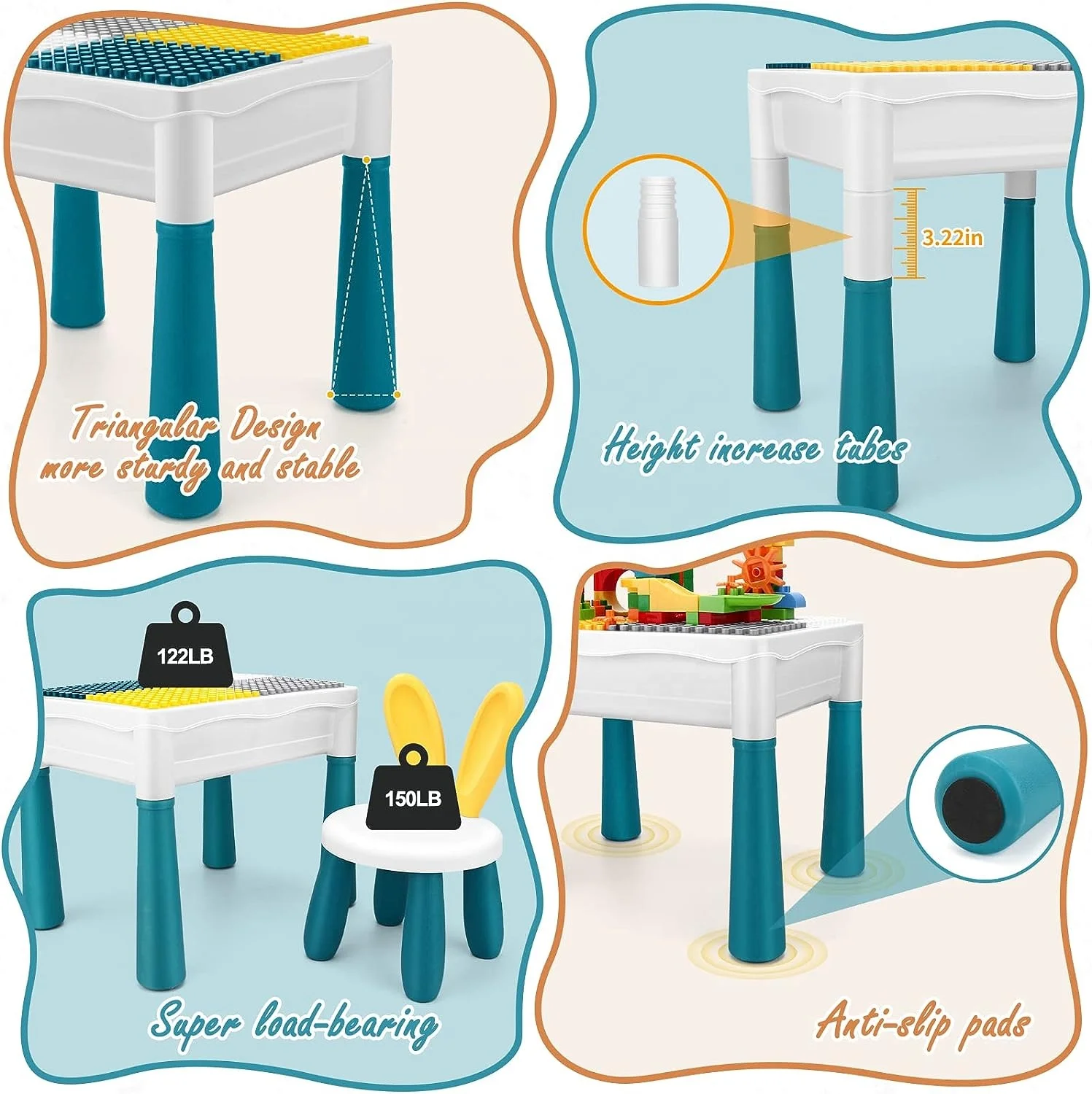 Toddlers Table and Chair Set Kids Activity Table Set Double Sided Multi Play Sand Water Table Toys for Children